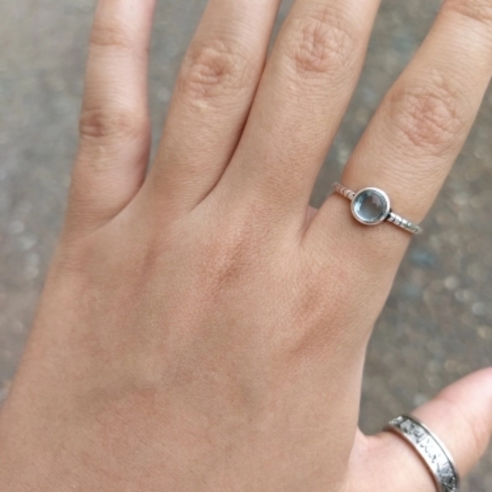 NEW 925 Sterling Silver Adjustable Blue Opal Ring - Picture 4 of 9